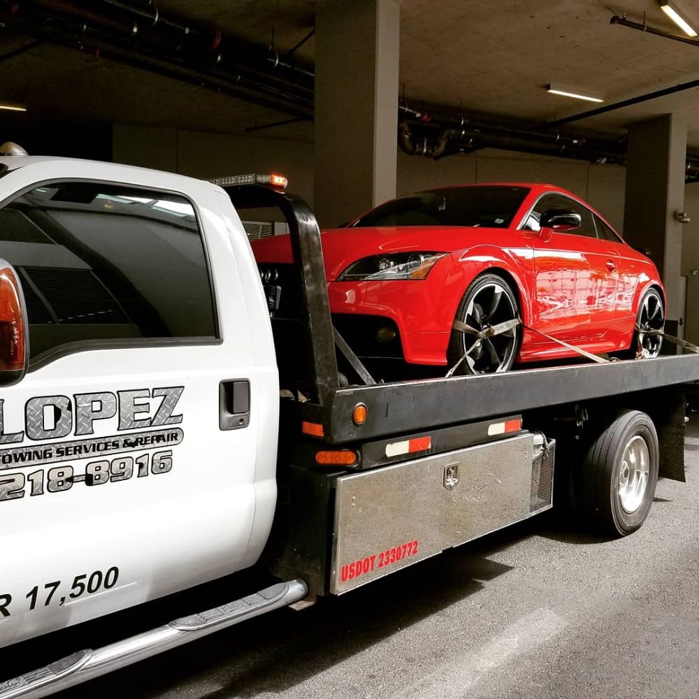 Sports car on the flatbed